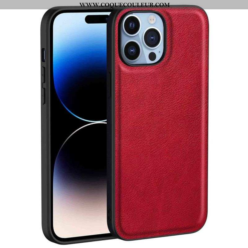 Coque iPhone 14 Pro Simili Cuir Rétro