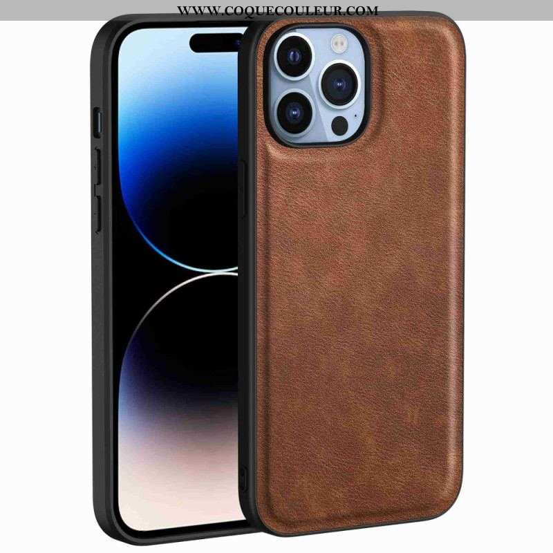 Coque iPhone 14 Pro Simili Cuir Rétro