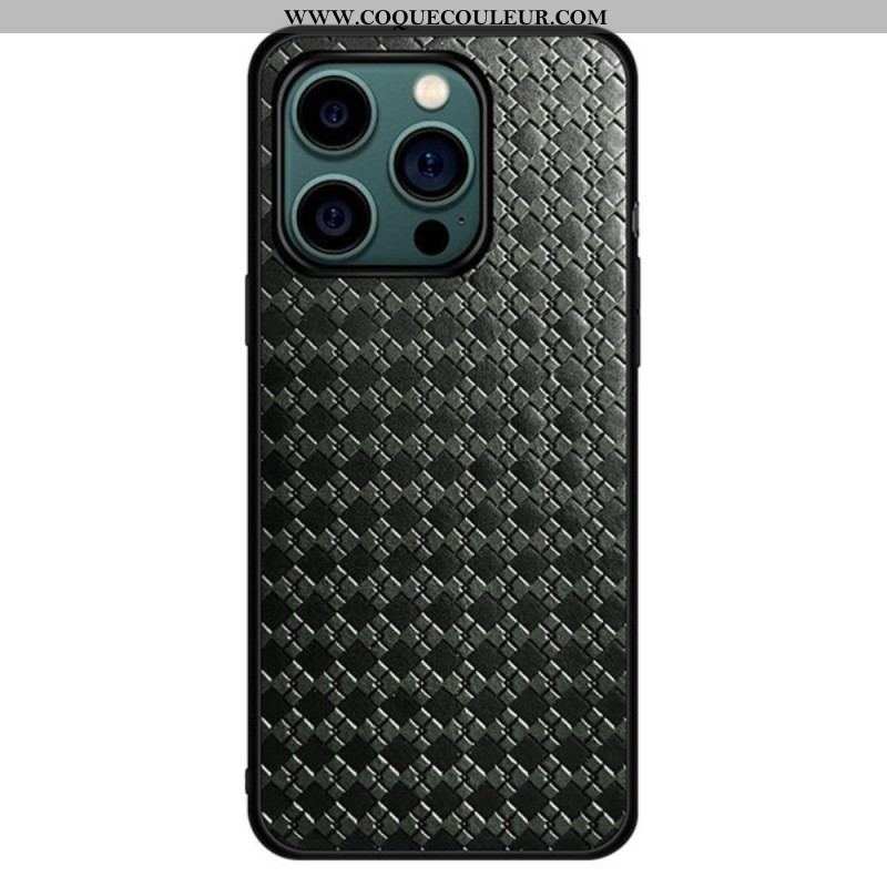 Coque iPhone 14 Pro Simili Cuir Tissé