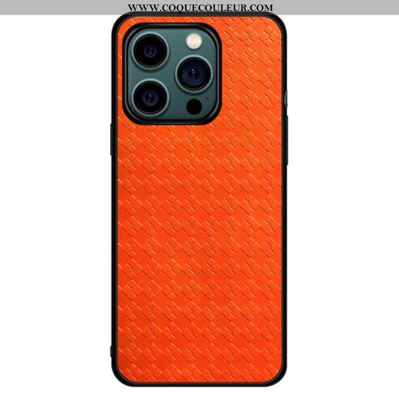 Coque iPhone 14 Pro Simili Cuir Tissé