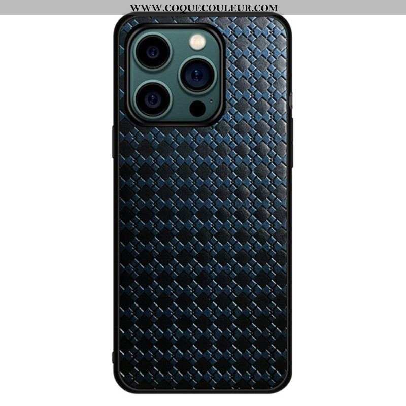 Coque iPhone 14 Pro Simili Cuir Tissé