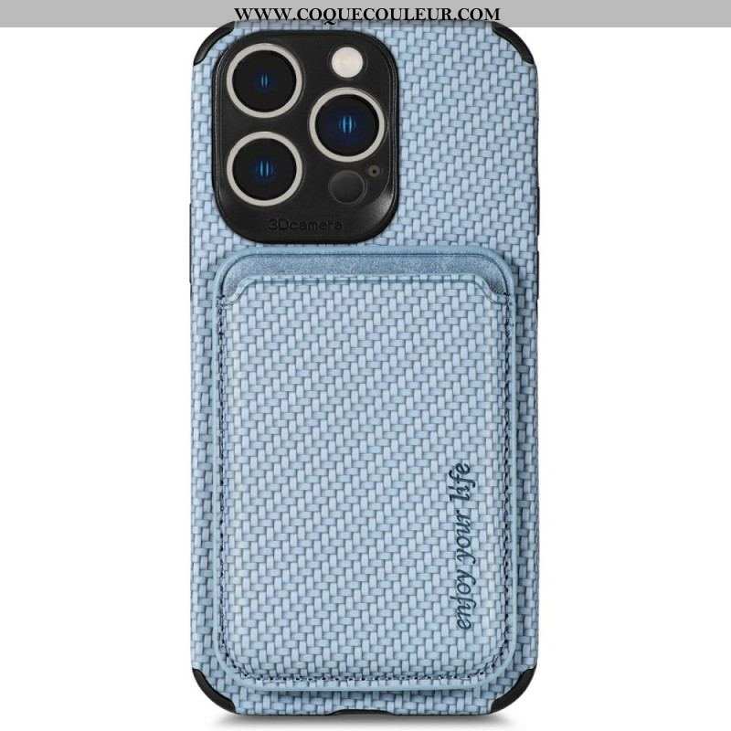 Coque iPhone 14 Pro Fibre de Carbone et Portefeuille Magnétique