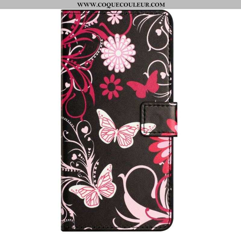 Housse iPhone 14 Pro Papillons Noirs et Blancs