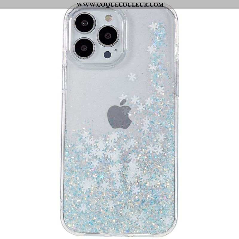 Coque iPhone 14 Pro Paillettes Flocons