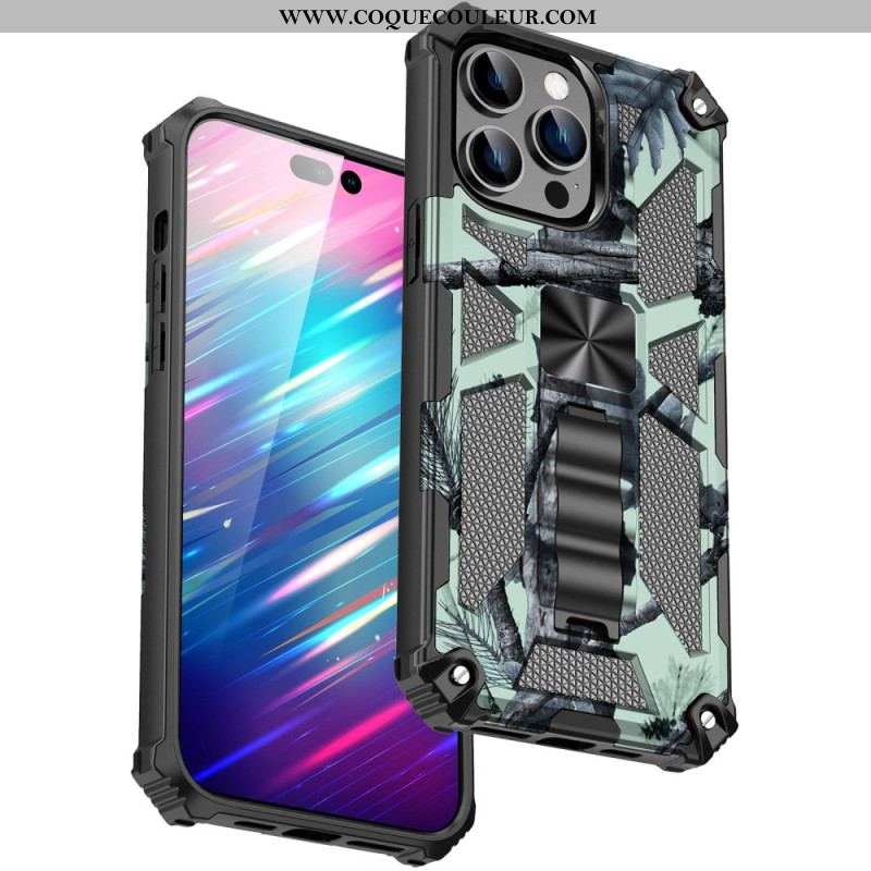 Coque iPhone 14 Pro Camouflage Support Amovible