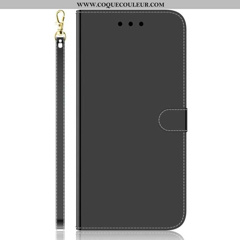 Housse iPhone 14 Pro Simili Cuir Couverture Miroir