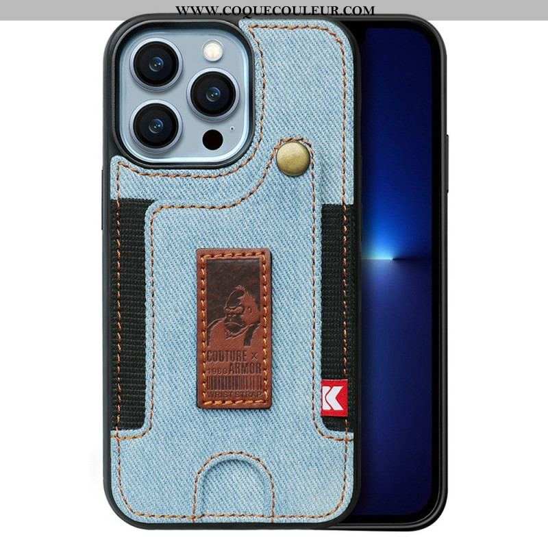 Coque iPhone 14 Pro Porte-Cartes et Sangle Jeans