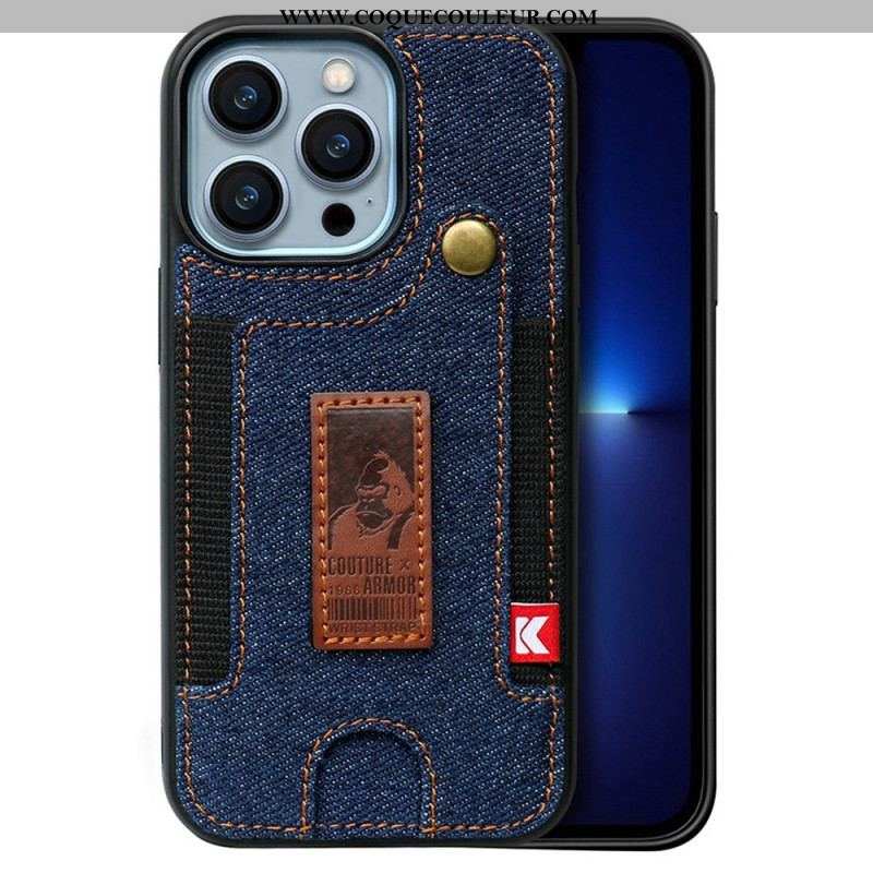 Coque iPhone 14 Pro Porte-Cartes et Sangle Jeans