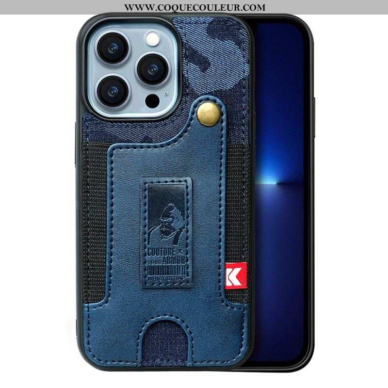 Coque iPhone 14 Pro Porte-Cartes et Sangle Jeans