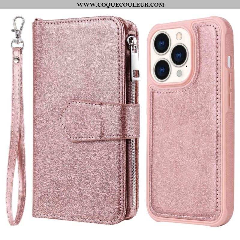 Housse iPhone 14 Pro Portefeuille avec Coque Détachable