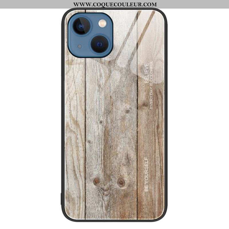 Coque iPhone 14 Verre Trempé Design Bois