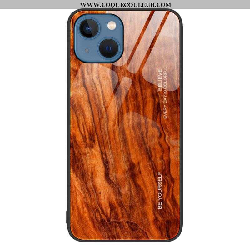 Coque iPhone 14 Verre Trempé Design Bois