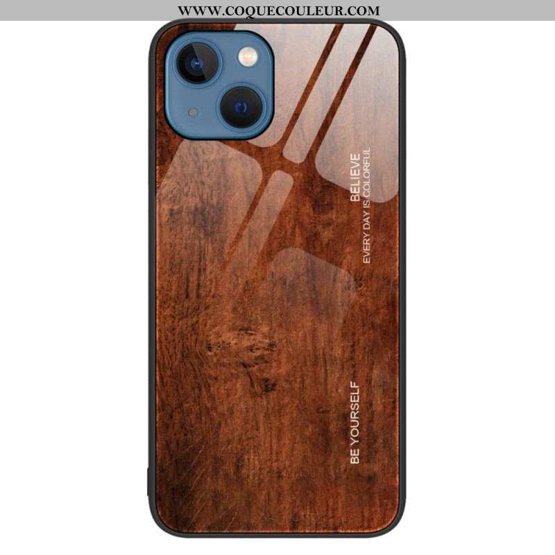 Coque iPhone 14 Verre Trempé Design Bois