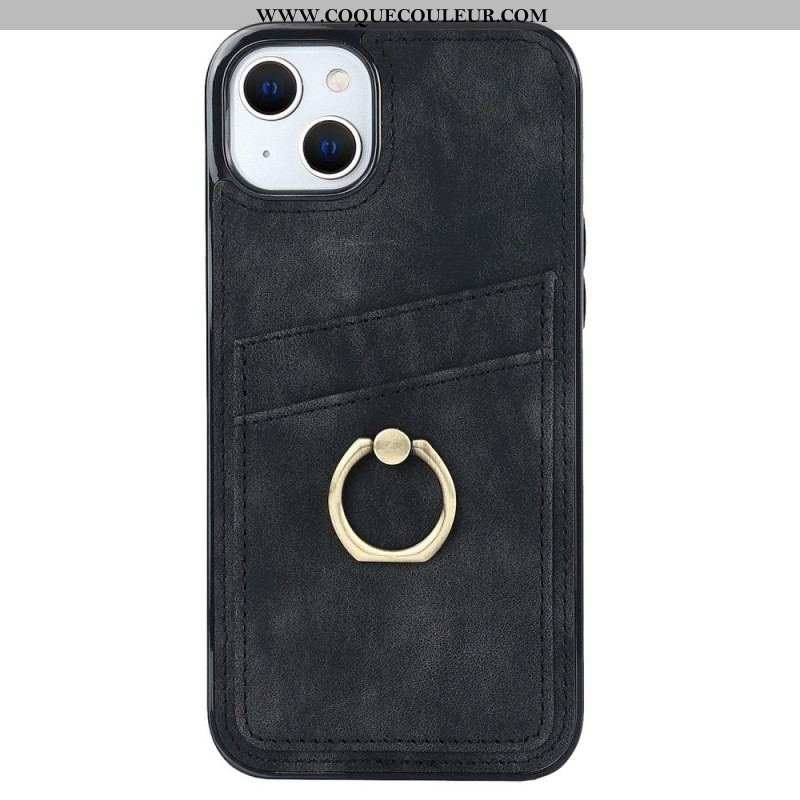 Coque iPhone 14 Vintage Anneau-Support et Porte-Cartes