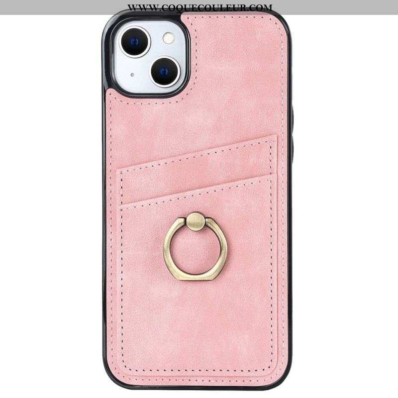 Coque iPhone 14 Vintage Anneau-Support et Porte-Cartes