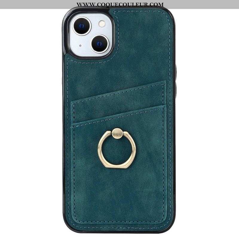 Coque iPhone 14 Vintage Anneau-Support et Porte-Cartes