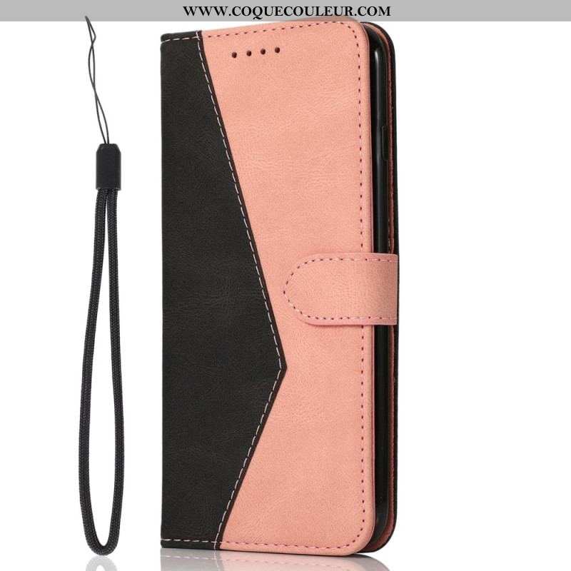 Housse iPhone 14 Texture Cuir Bicolore