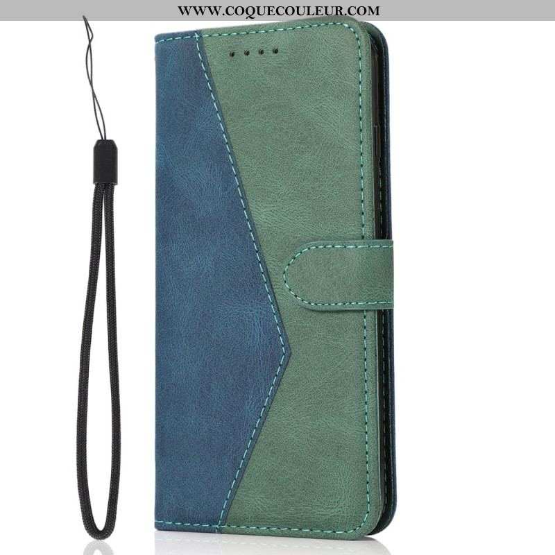 Housse iPhone 14 Texture Cuir Bicolore