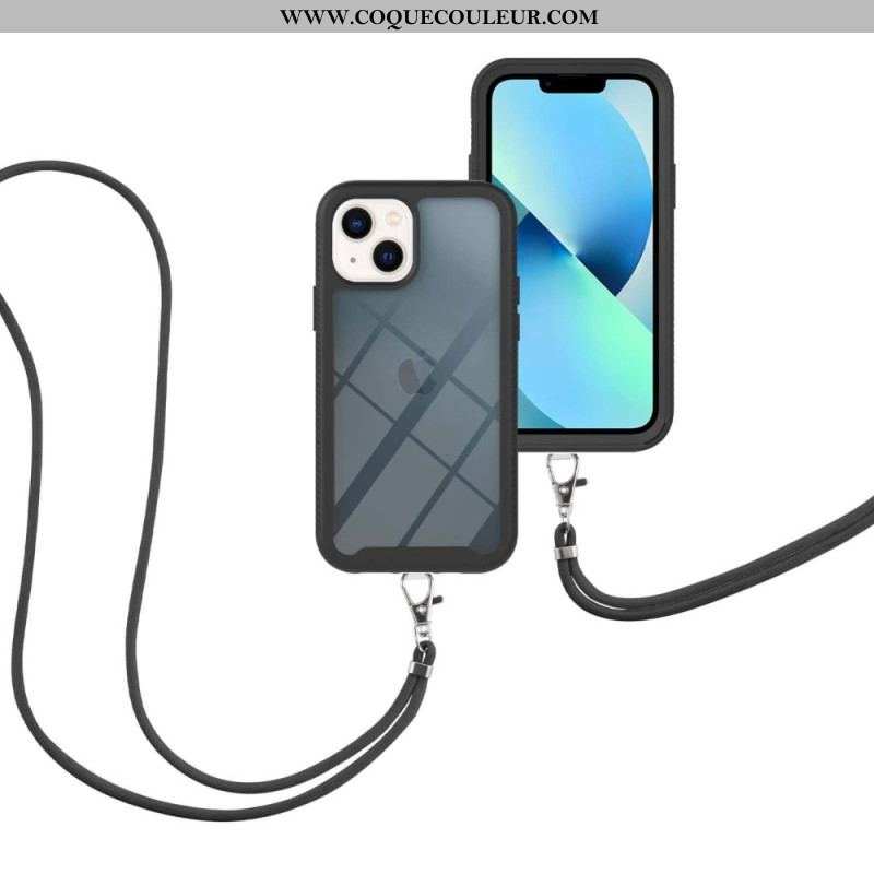 Coque iPhone 14 Hybride avec Cordon et Contour coloré