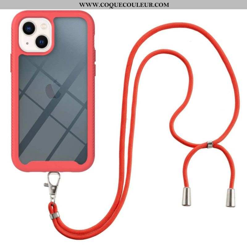 Coque iPhone 14 Hybride avec Cordon et Contour coloré