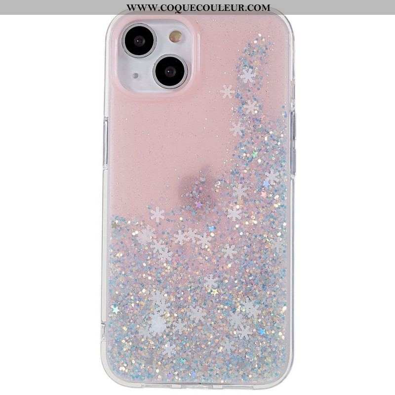 Coque iPhone 14 Paillettes Flocons