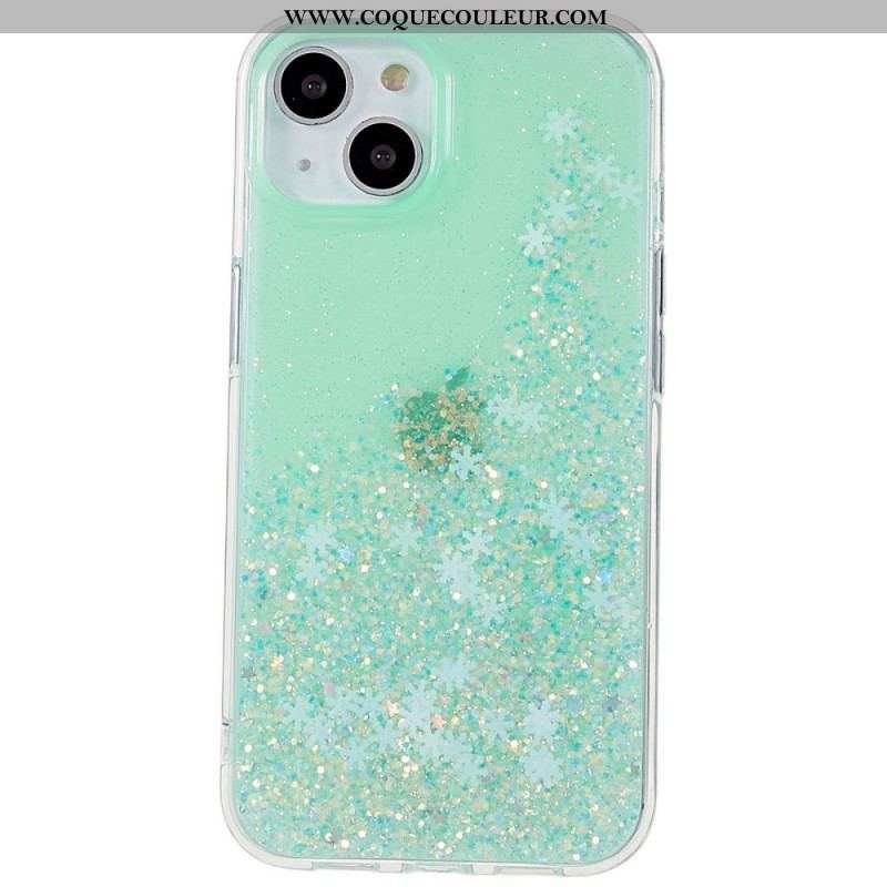 Coque iPhone 14 Paillettes Flocons