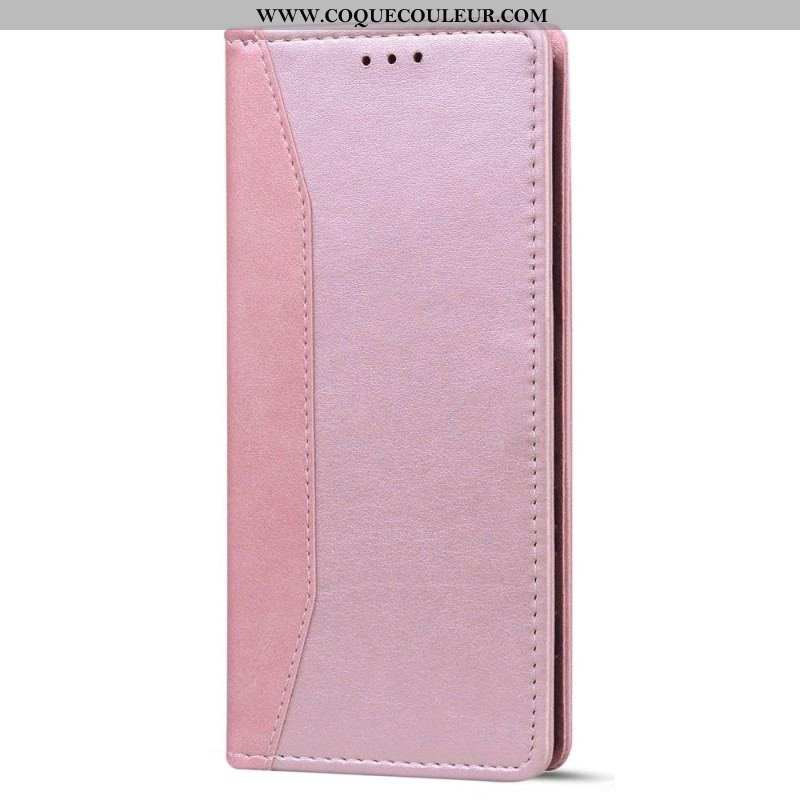 Flip Cover iPhone 14 Effet Cuir Business Bicolore