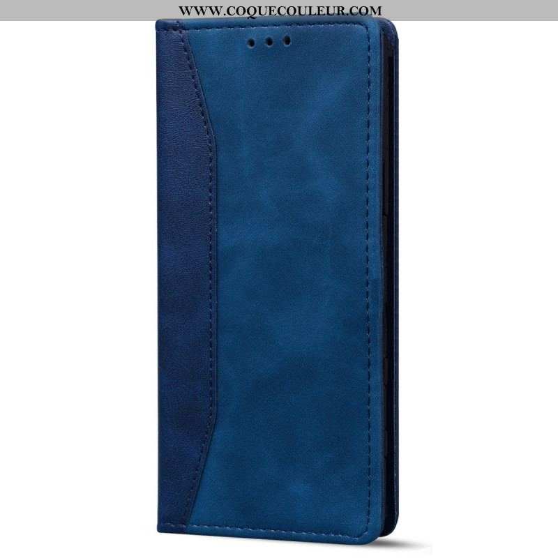 Flip Cover iPhone 14 Effet Cuir Business Bicolore