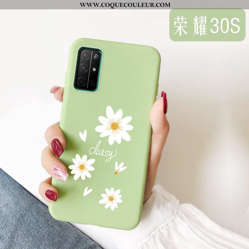 Étui Honor 30s Tendance Nouveau Créatif, Coque Honor 30s Légère Fluide Doux Verte