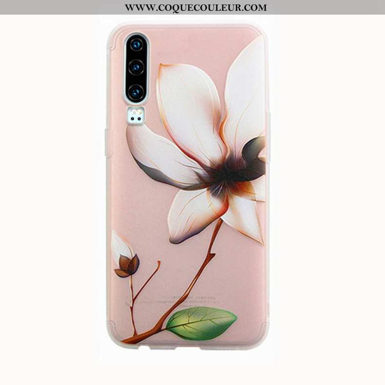 Étui Huawei P30 Légère Amoureux Nouveau, Coque Huawei P30 Fluide Doux Gaufrage Rose