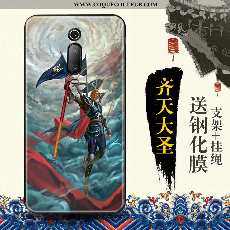 Housse Xiaomi Mi 9t Tendance Style Chinois Téléphone Portable, Étui Xiaomi Mi 9t Protection Bleu