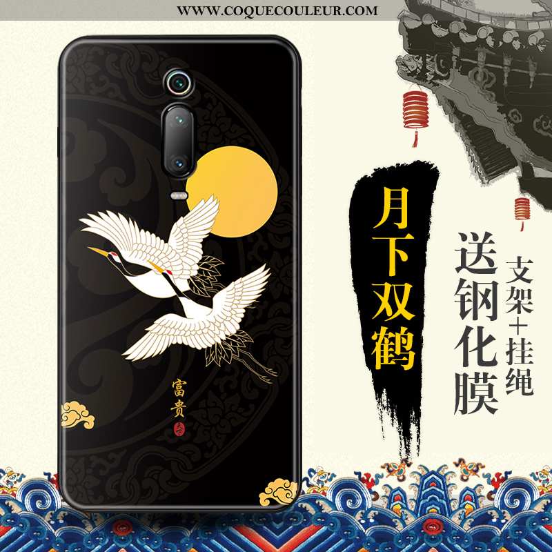 Housse Xiaomi Mi 9t Tendance Style Chinois Téléphone Portable, Étui Xiaomi Mi 9t Protection Bleu