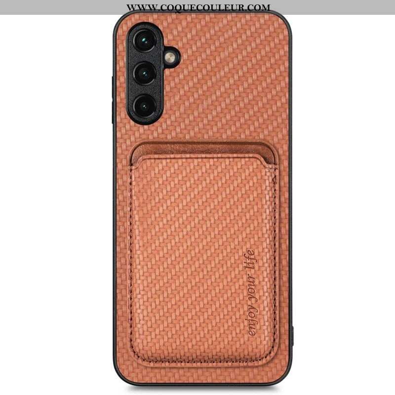 Coque Samsung Galaxy A14 5G / A14 Fibre Carbone Porte-Cartes Amovible