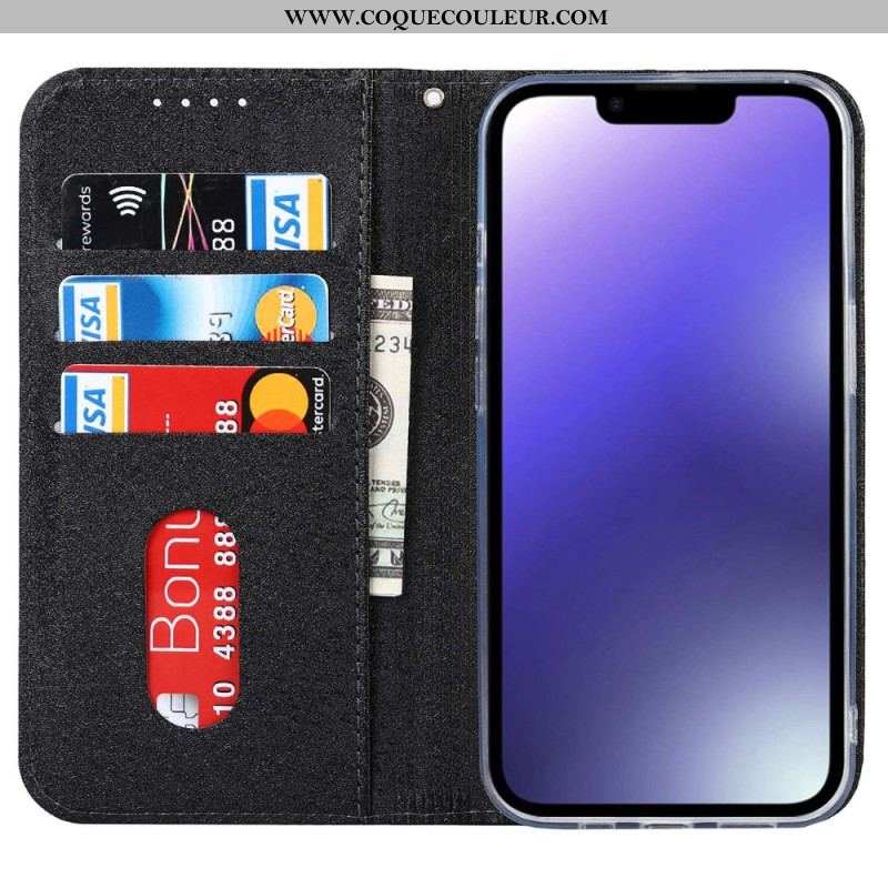 Flip Cover iPhone 14 Plus Style Cuir Douceur avec Lanière