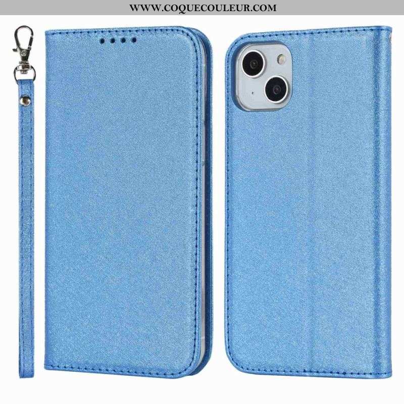 Flip Cover iPhone 14 Plus Style Cuir Douceur avec Lanière