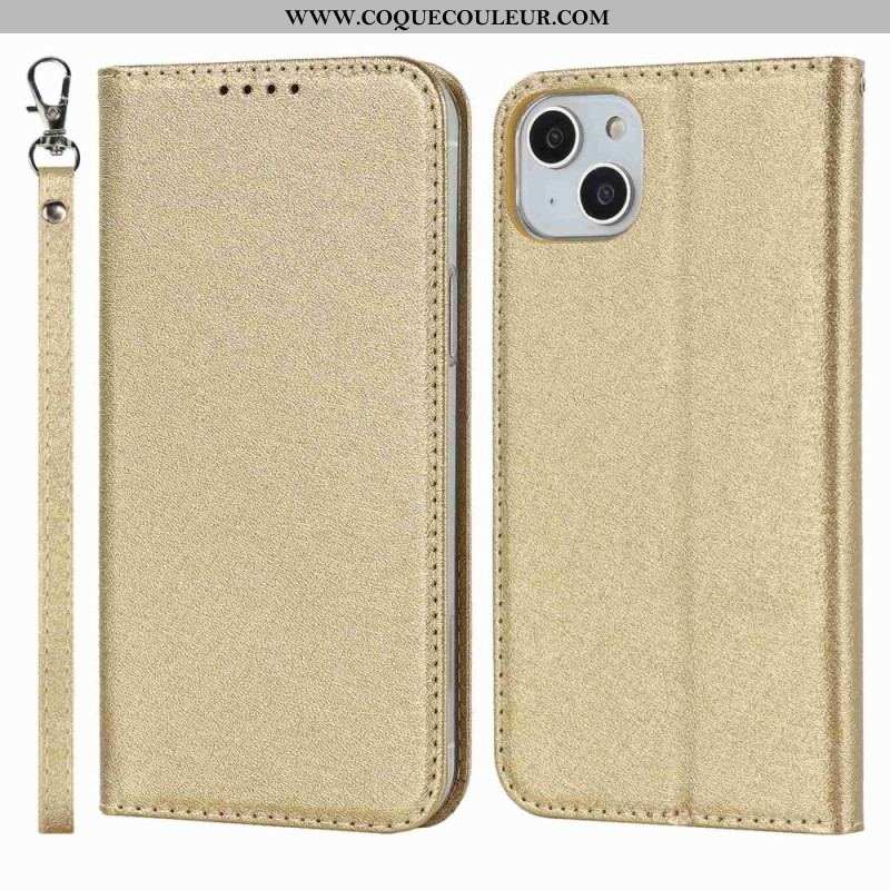 Flip Cover iPhone 14 Plus Style Cuir Douceur avec Lanière