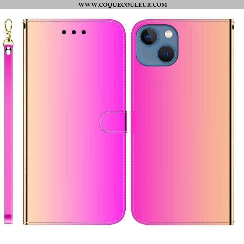 Housse iPhone 14 Plus Simili Cuir Couverture Miroir