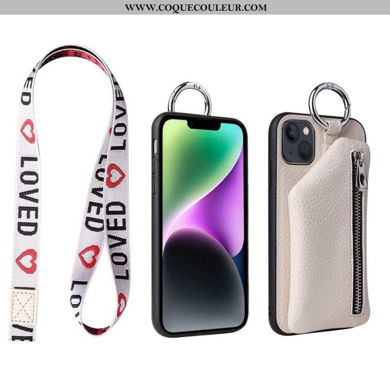 Coque iPhone 14 Plus Porte-Cartes dÉtachable avec Fermeture Éclaire