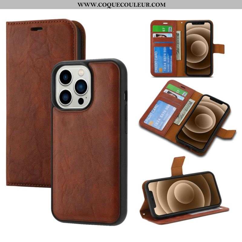 Housse iPhone 15 Plus Style Vintage avec Coque Détachable