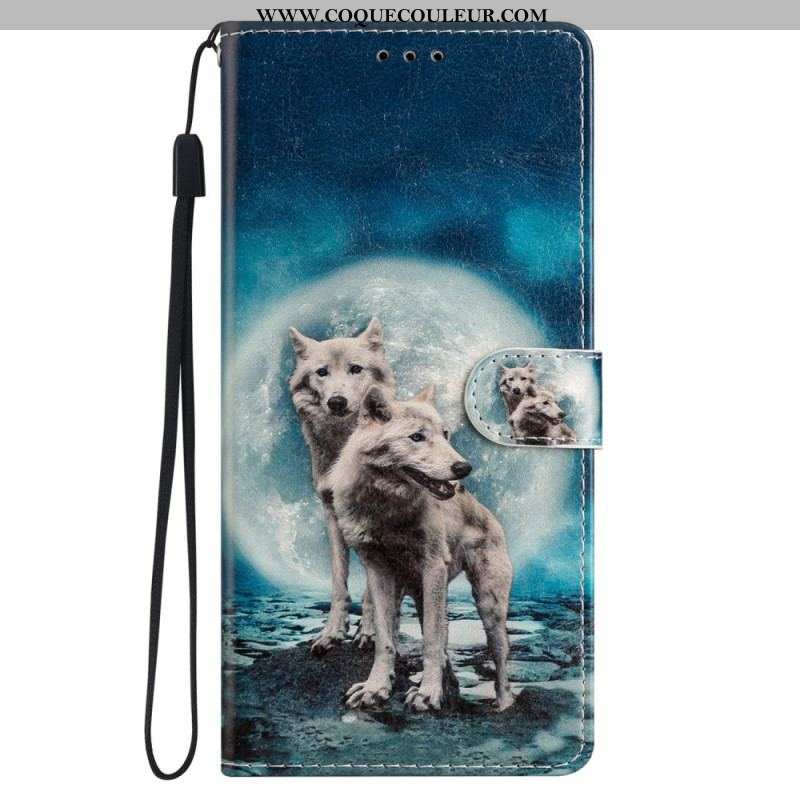 Housse iPhone 15 Plus Loups à Lanière