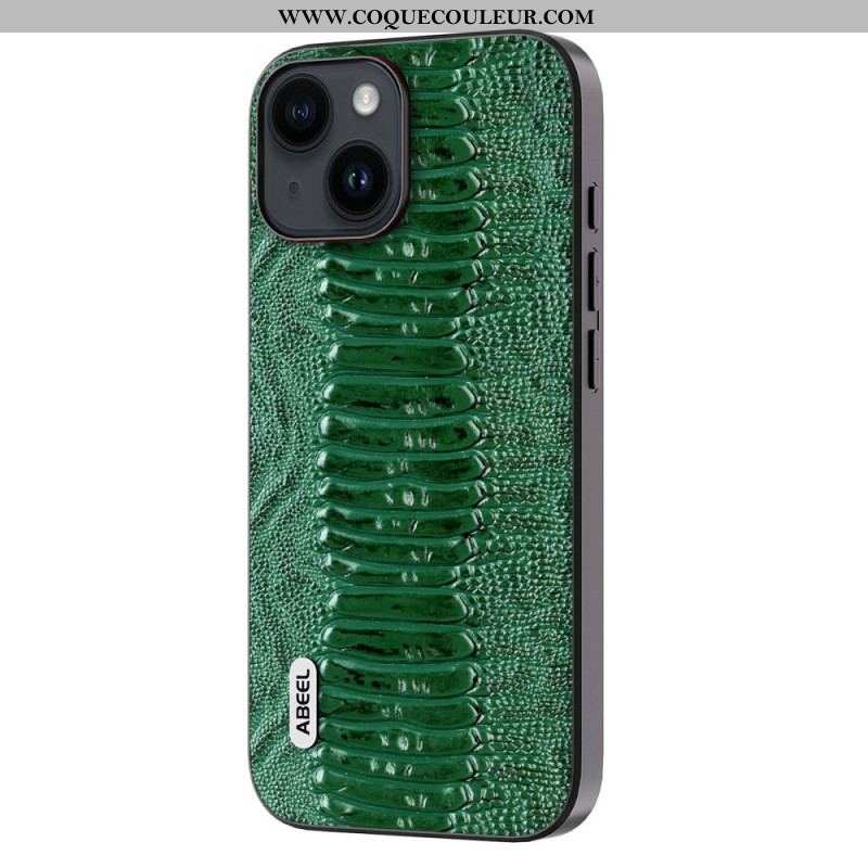 Coque iPhone 15 Plus Vrai Cuir ABEEL