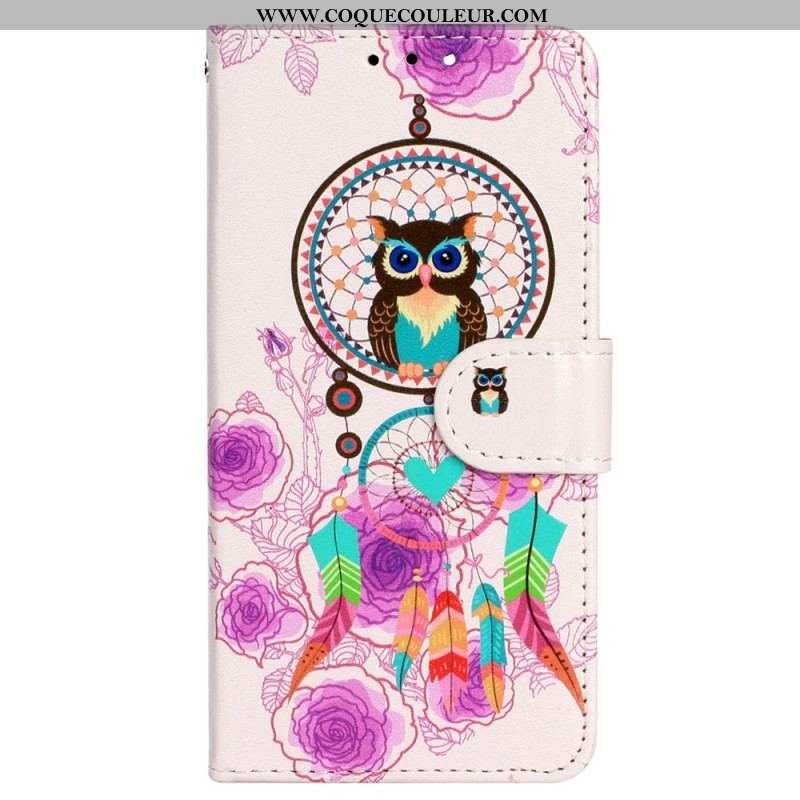 Housse iPhone 15 Plus Hibou Tribal à Lanière