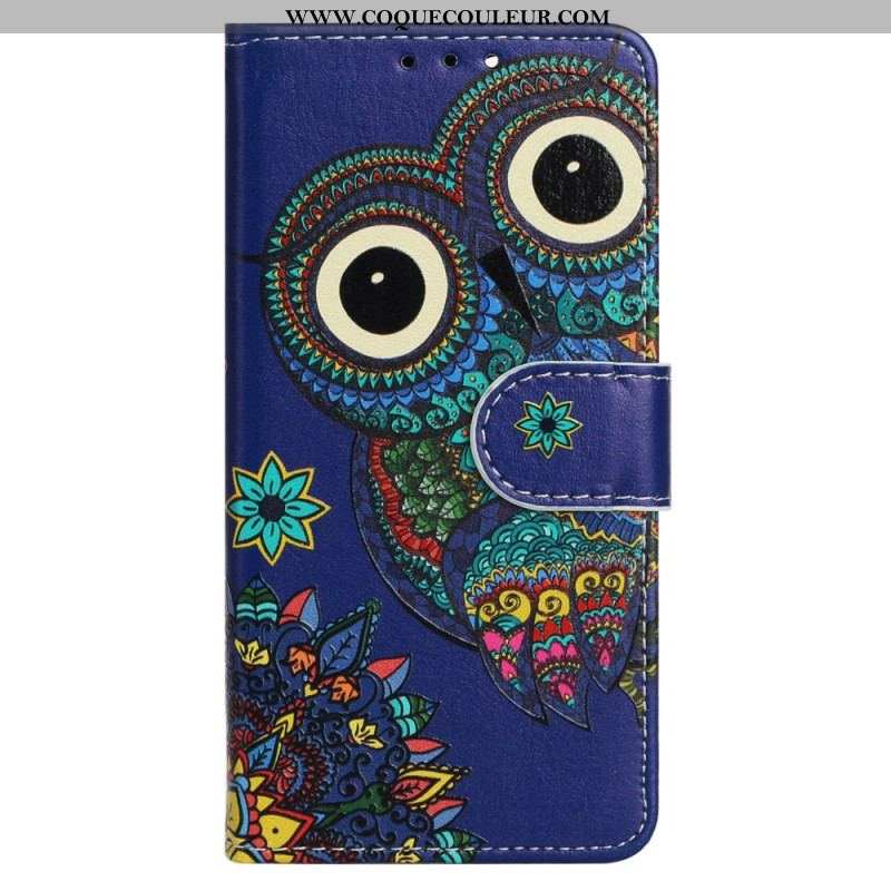 Housse iPhone 15 Plus Hibou Tribal à Lanière