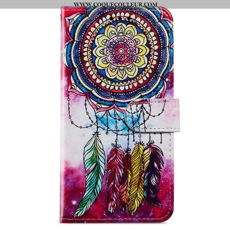 Housse iPhone 15 Plus Attrape Rêves Aquarelle à Lanière