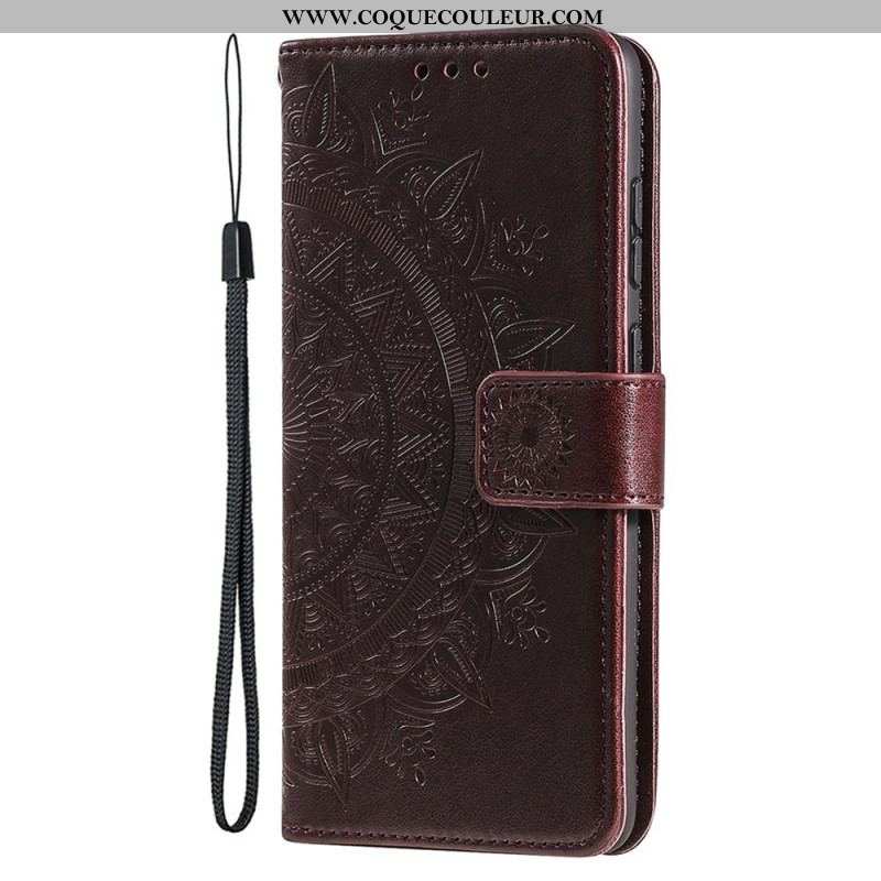 Housse iPhone 15 Plus Mandala Soleil avec Lanière