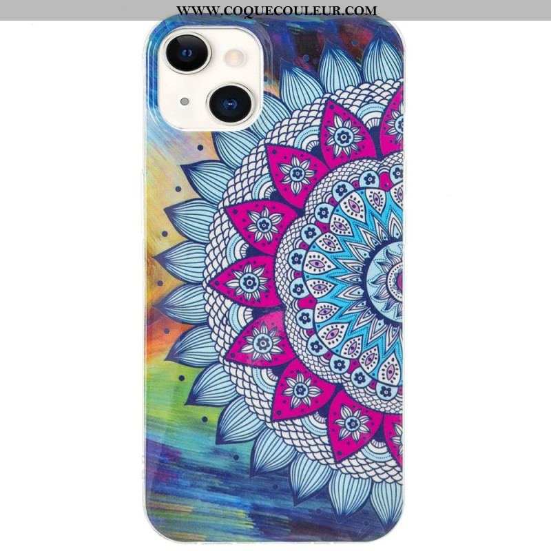 Coque iPhone 15 Plus Fluorescente Mandala