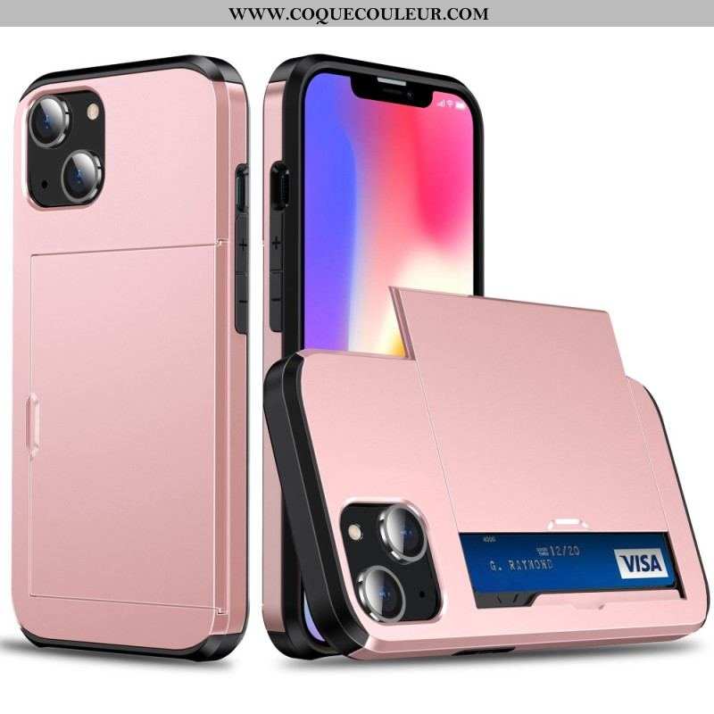 Coque iPhone 15 Plus Porte-Cartes Intégré Effet Métal