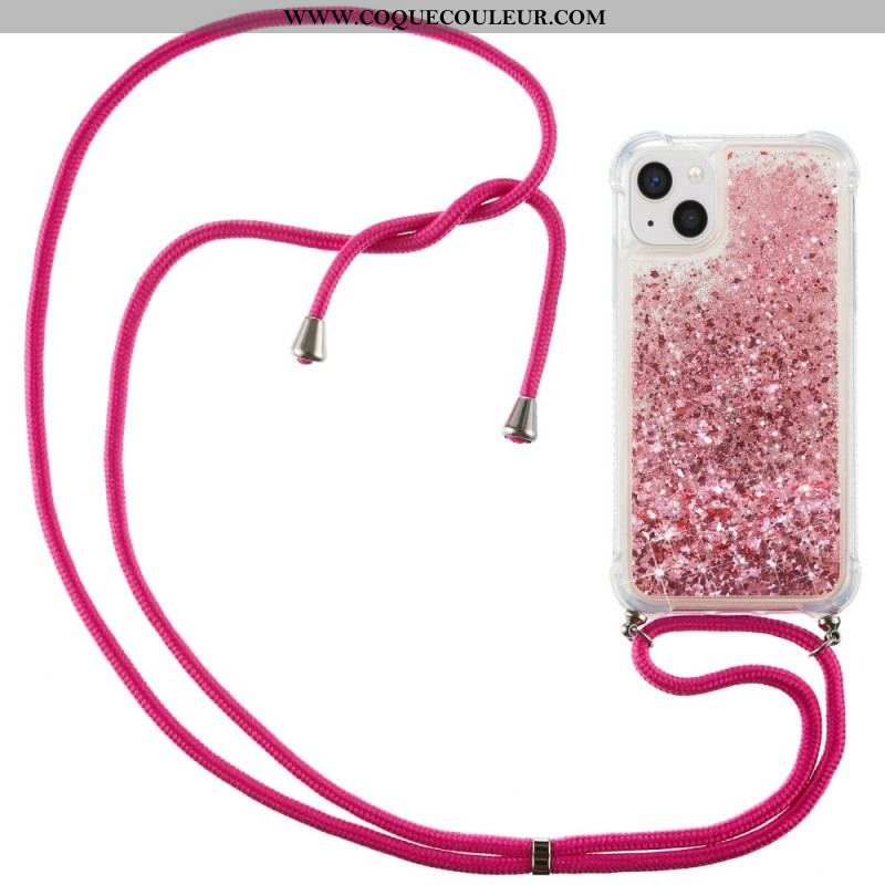 Coque iPhone 15 Plus à Cordon Paillettes