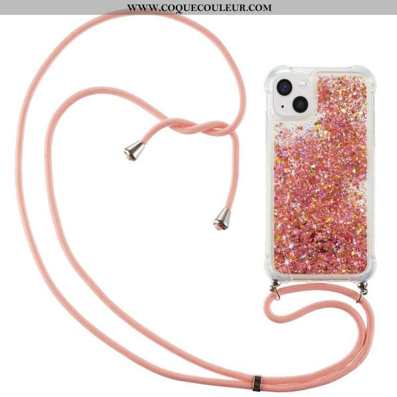 Coque iPhone 15 Plus à Cordon Paillettes