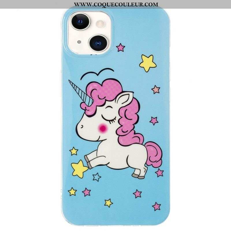 Coque iPhone 15 Plus Fluorescente Licorne